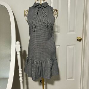 Gray Ruffled Tie Front Sheath Mini Dress